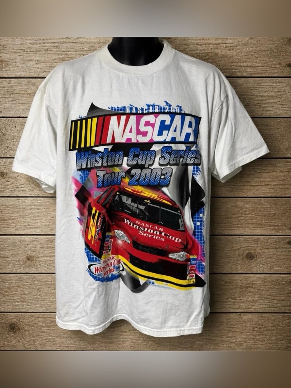 Vtg NASCAR Winston Cup Series Tour 2003 T-Shirt XL White Racing Double Sided Y2K